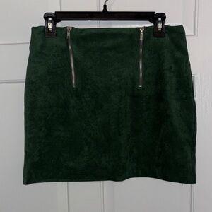Forever 21 Forest Green Mini Skirt with Zipper Details